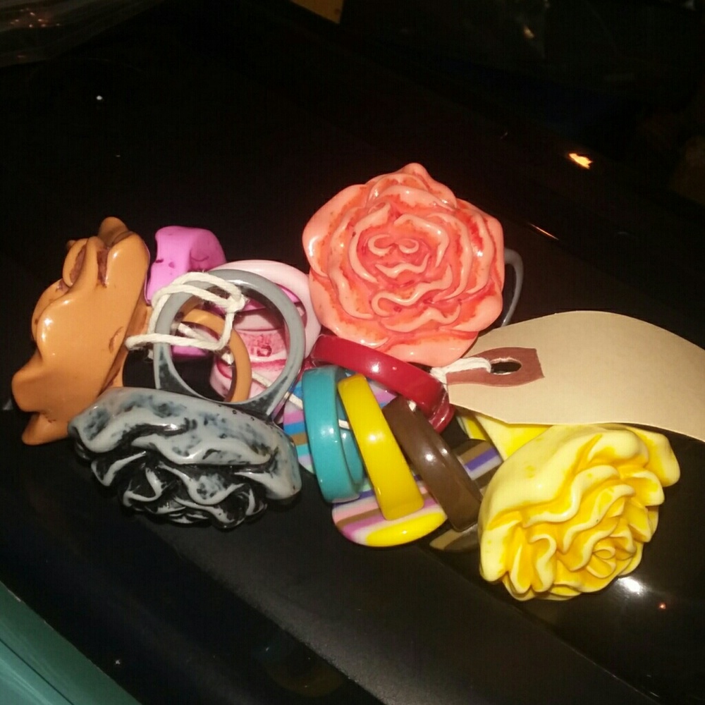Chunky Rose Resin Rings Mixed Colors jewelry